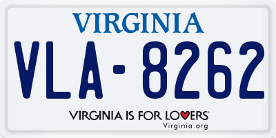 VA license plate VLA8262