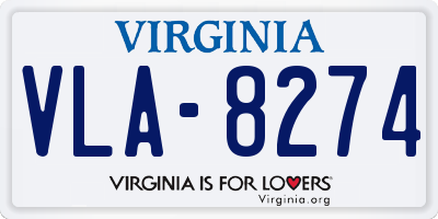 VA license plate VLA8274