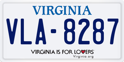 VA license plate VLA8287