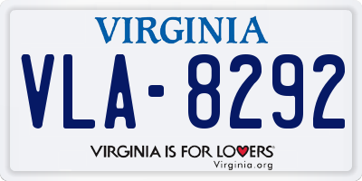 VA license plate VLA8292