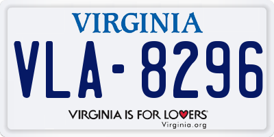 VA license plate VLA8296