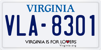VA license plate VLA8301
