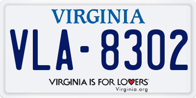 VA license plate VLA8302