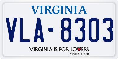 VA license plate VLA8303