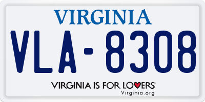 VA license plate VLA8308