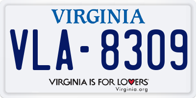 VA license plate VLA8309