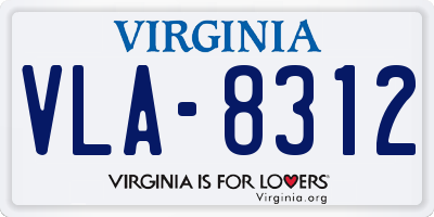 VA license plate VLA8312