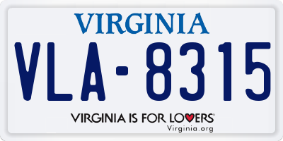 VA license plate VLA8315