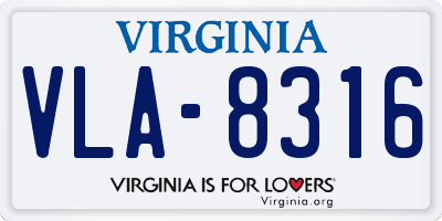 VA license plate VLA8316