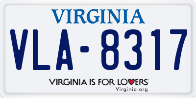 VA license plate VLA8317