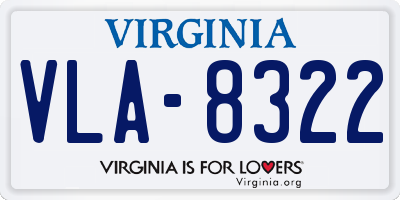 VA license plate VLA8322
