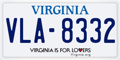 VA license plate VLA8332