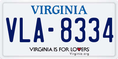 VA license plate VLA8334