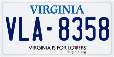 VA license plate VLA8358