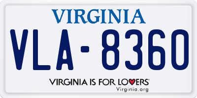 VA license plate VLA8360
