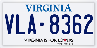 VA license plate VLA8362