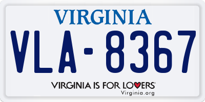 VA license plate VLA8367