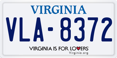 VA license plate VLA8372