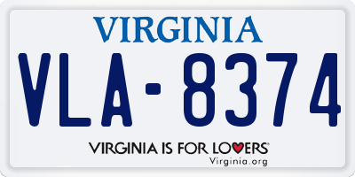VA license plate VLA8374