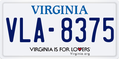 VA license plate VLA8375
