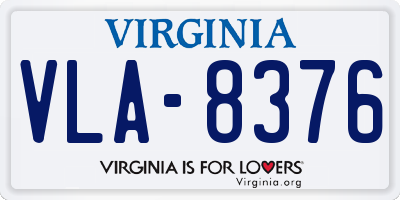 VA license plate VLA8376