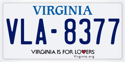 VA license plate VLA8377