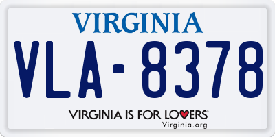 VA license plate VLA8378