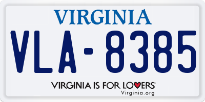 VA license plate VLA8385
