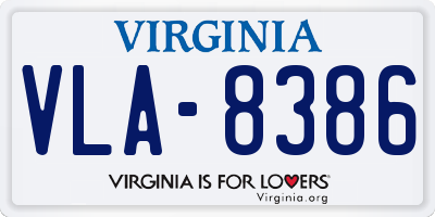 VA license plate VLA8386