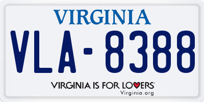 VA license plate VLA8388