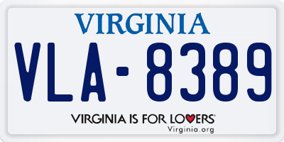 VA license plate VLA8389