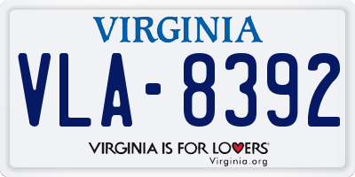 VA license plate VLA8392