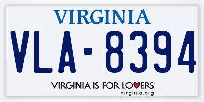 VA license plate VLA8394
