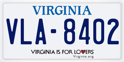 VA license plate VLA8402