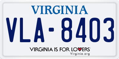 VA license plate VLA8403