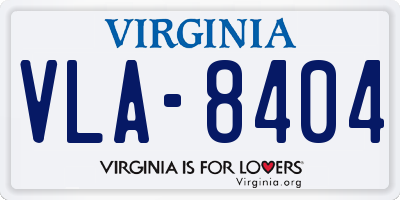 VA license plate VLA8404