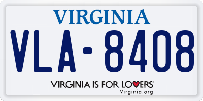 VA license plate VLA8408