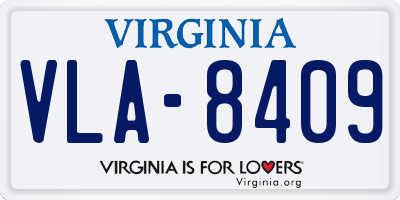 VA license plate VLA8409