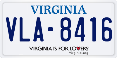 VA license plate VLA8416