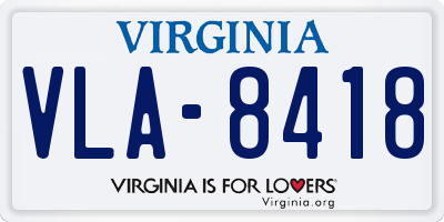 VA license plate VLA8418