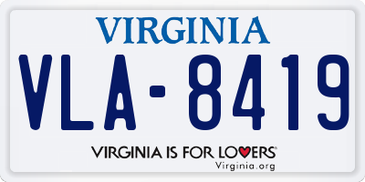 VA license plate VLA8419