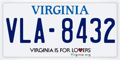 VA license plate VLA8432