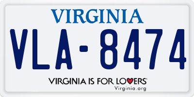VA license plate VLA8474