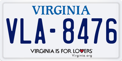 VA license plate VLA8476