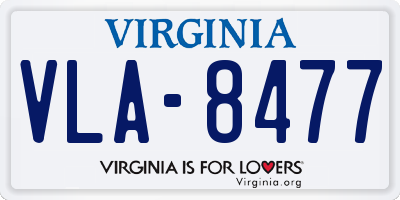 VA license plate VLA8477