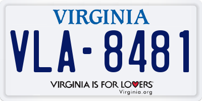 VA license plate VLA8481