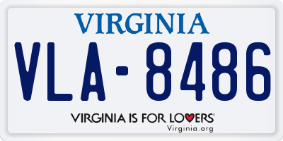 VA license plate VLA8486