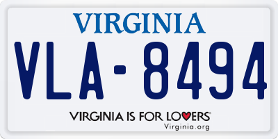 VA license plate VLA8494