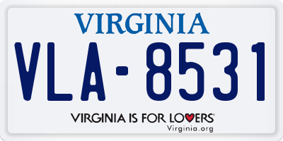 VA license plate VLA8531
