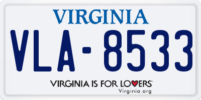 VA license plate VLA8533